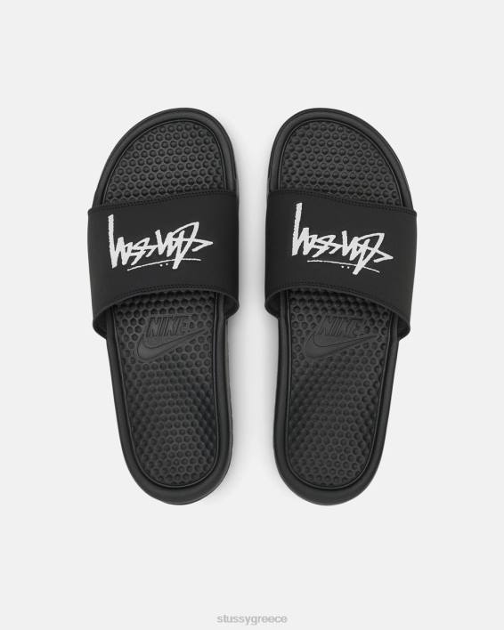 STUSSY X NIKE Μαύρο Λευκό Benassi Slide με Λογότυπο