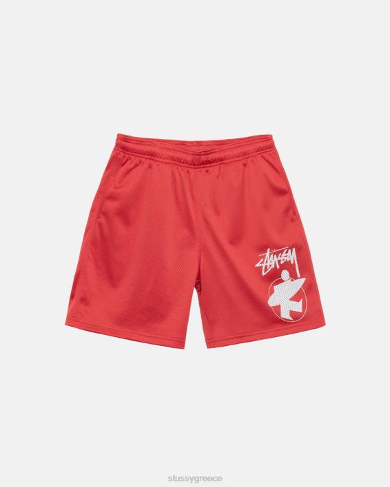 STUSSY κόκκινος Mesh Short με διπλή στρώση και τσέπη