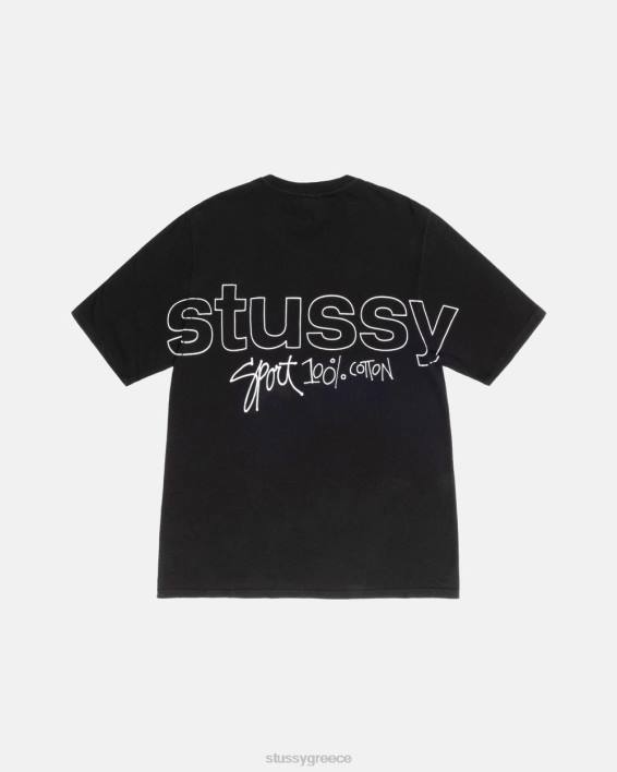 STUSSY μαύρο αθλητικό βαμμένο μπλουζάκι με μοναδικό σχέδιο