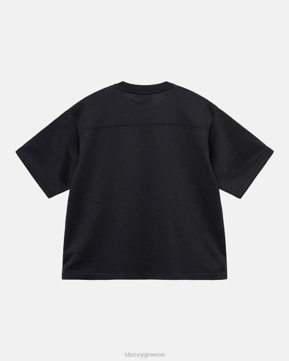 STUSSY μαύρος κοντός μανίκι 4x4 Mesh Ποδοσφαιρική Τζέρσεϊ