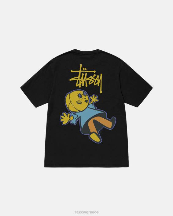 STUSSY μαύρος βαμμένος κοντομάνικος μπλουζάκι μοναδικό αποτέλεσμα