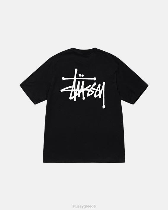 STUSSY μαύρο κοντομάνικο μπλουζάκι με λαιμόκοψη τύπου crewneck