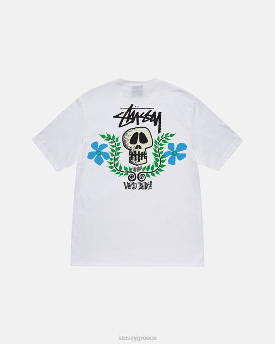 STUSSY λευκό κρανίο κοντομάνικο μπλουζάκι για καθημερινή χρήση