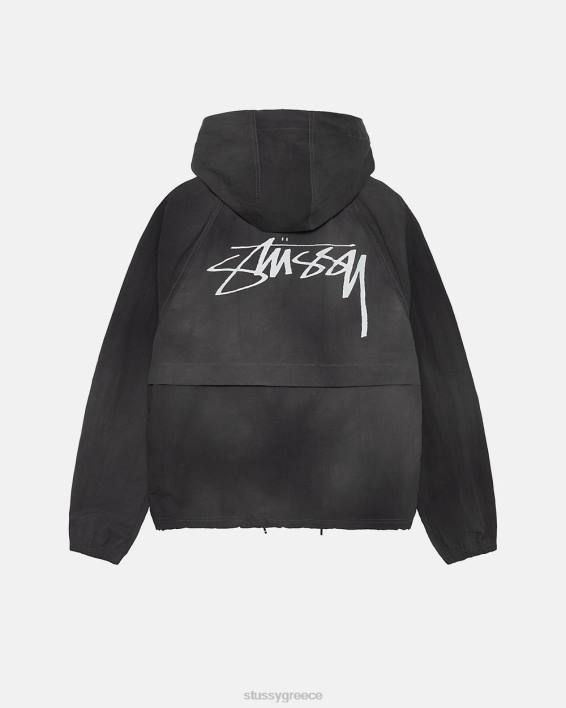 STUSSY μαύρο σακάκι νάιλον με φερμουάρ και αερισμό