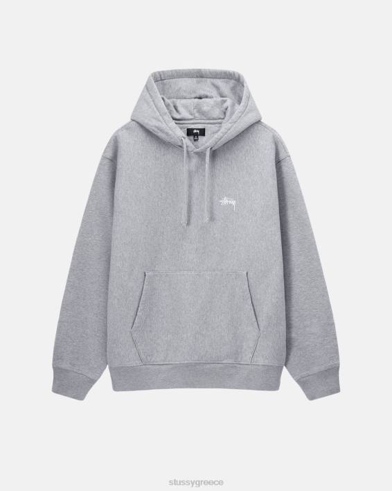 STUSSY γκρίζο Hoodie με λογότυπο και κουκούλα χαλαρή εφαρμογή