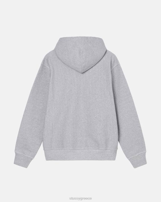 STUSSY γκρίζο φούτερ κουκούλα με ετικέτα Stitch 100% βαμβάκι