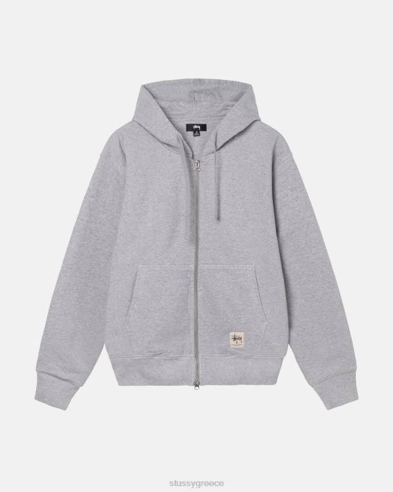 STUSSY γκρίζο hoodie διπλής ετικέτας φερμουάρ βαρέων βαρών