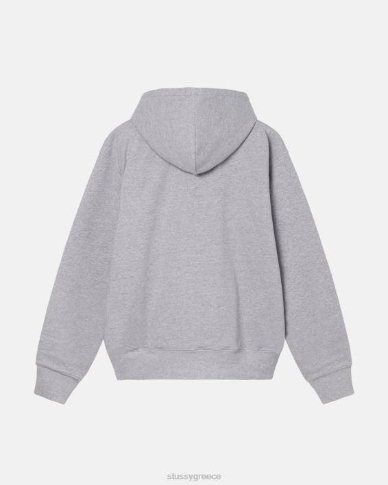 STUSSY γκρίζο hoodie διπλής ετικέτας φερμουάρ βαρέων βαρών