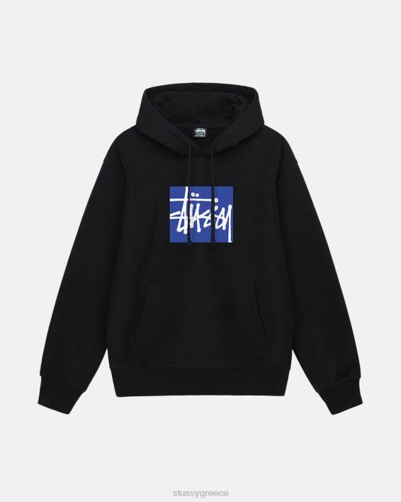 STUSSY μαύρος hoodie με κουκούλα 75% βαμβάκι 25% πολυεστέρας