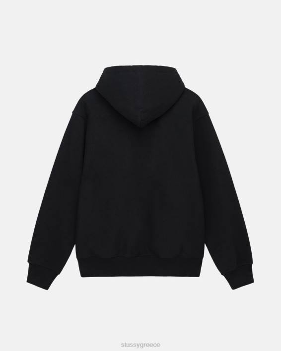 STUSSY μαύρος hoodie με κουκούλα 75% βαμβάκι 25% πολυεστέρας