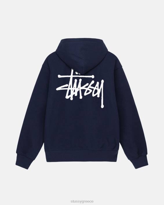 STUSSY ναυτικό φούτερ με κουκούλα και φερμουάρ βαμβακερό