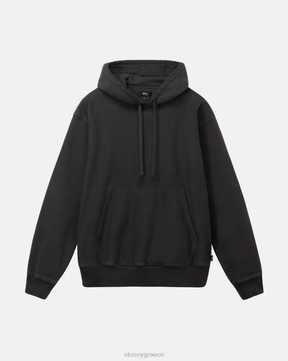 STUSSY μαύρος βαμμένος fleece hoodie μοναδικό αποτέλεσμα 100% βαμβάκι