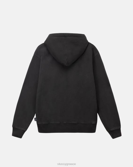 STUSSY μαύρος βαμμένος fleece hoodie μοναδικό αποτέλεσμα 100% βαμβάκι