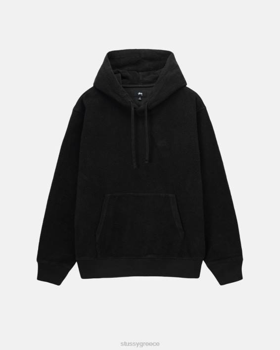 STUSSY μαύρος fleece pullover hoodie 100% βαμβάκι εισαγόμενο