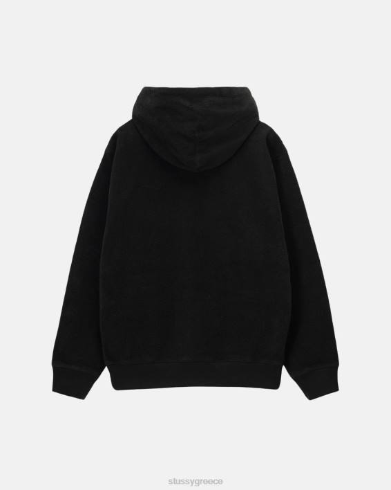 STUSSY μαύρος fleece pullover hoodie 100% βαμβάκι εισαγόμενο