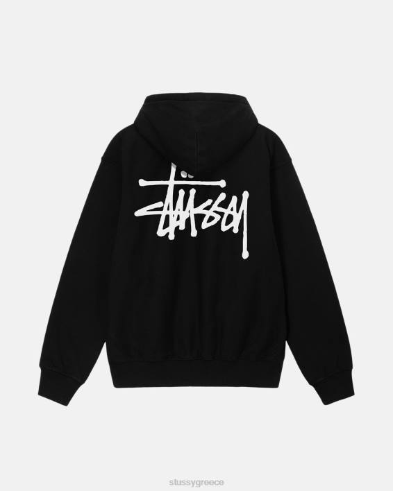 STUSSY μαύρη βαμμένη hoodie με κουκούλα 100% βαμβάκι