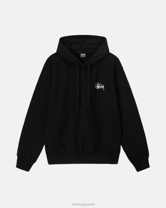 STUSSY μαύρη βαμμένη hoodie με κουκούλα 100% βαμβάκι