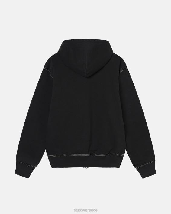 STUSSY μαύρος διπλής ετικέτας φερμουάρ hoodie βαρέων βαρών 100% βαμβάκι