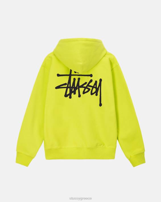 STUSSY φούτερ με κουκούλα keylime και φερμουάρ 75% βαμβάκι