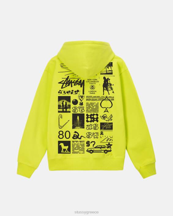 STUSSY φούτερ keylime με κουκούλα και μακριά μανίκια