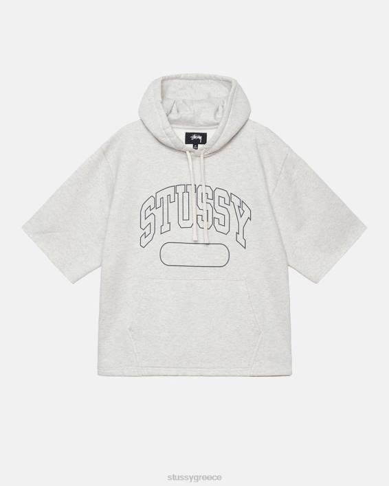 STUSSY τέφρα Χέδερ cropped hoodie boxy fit 100% βαμβάκι