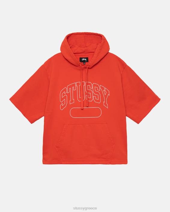 STUSSY βαθύ πορτοκαλί boxy cropped φλις πουλόβερ hoodie