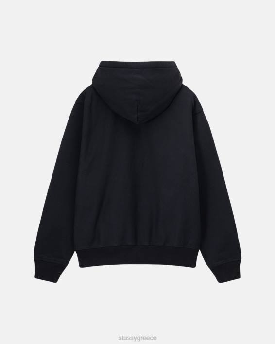 STUSSY μαύρος φούτερ hoodie με πλήρη φερμουάρ βαμβάκι