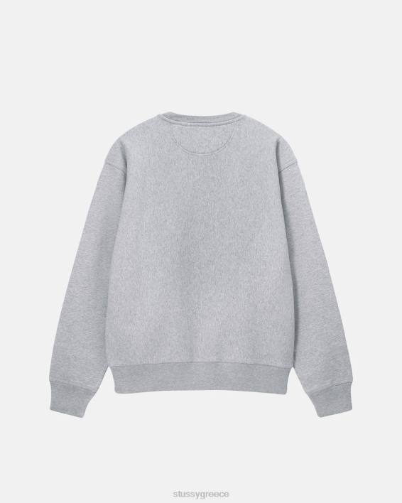 STUSSY γκρι Heather φλις crewneck με λογότυπο χαλαρή εφαρμογή