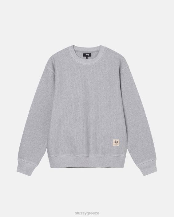 STUSSY γκρίζο fleece crewneck με αντίθετες λεπτομέρειες και χαλαρή εφαρμογή