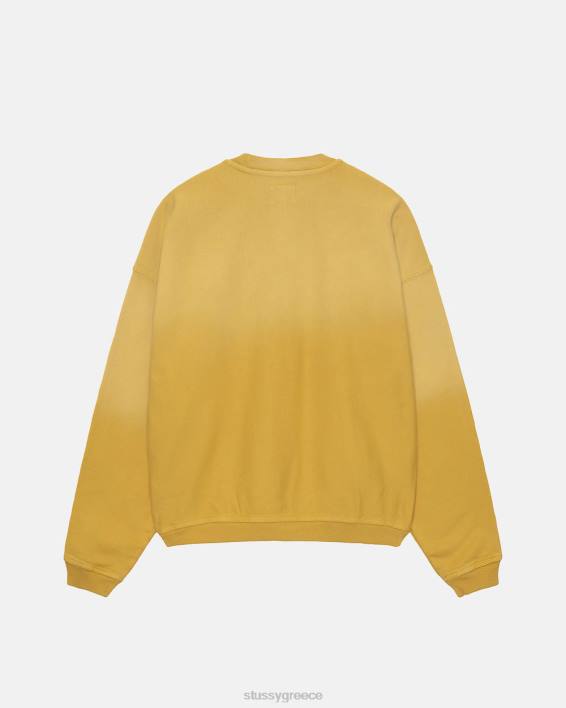 STUSSY κίτρινος oversized fleece crewneck με φθαρμένο ήλιο