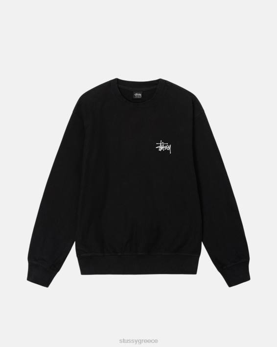 STUSSY μαύρος βαμμένος χρωστικός φούτερ crewneck μοναδικό αποτέλεσμα