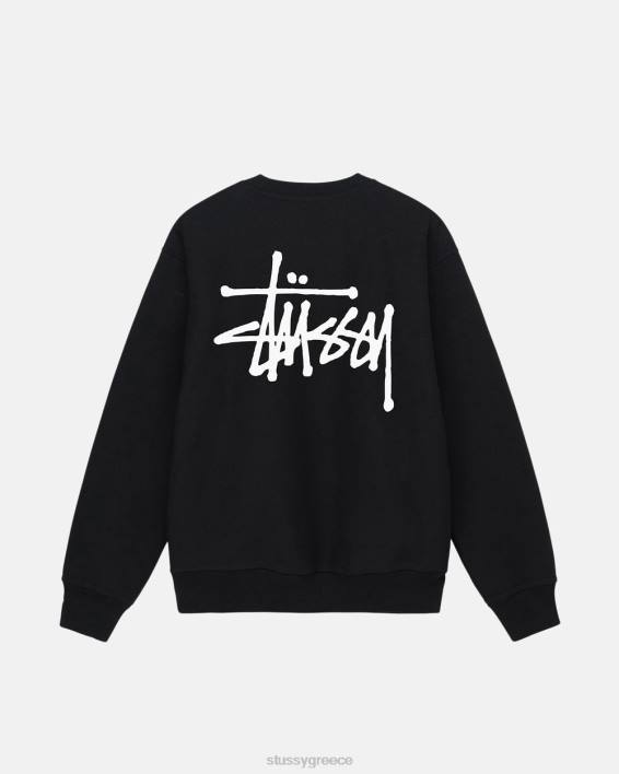 STUSSY μαύρος μακρυμάνικος μπλούζα crewneck για καθημερινή χρήση