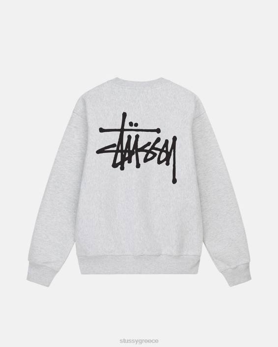 STUSSY τέφρα Χέδερ μακρυμάνικο φούτερ κρουαζέ βασικό