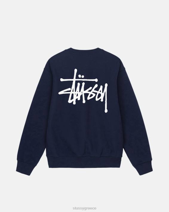 STUSSY ναυτική μακριά μανίκια crewneck φούτερ για άνδρες