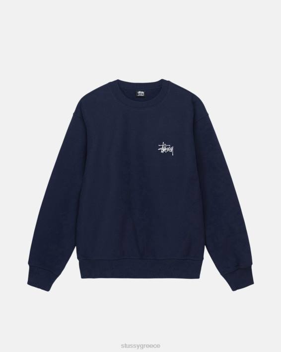 STUSSY ναυτική μακριά μανίκια crewneck φούτερ για άνδρες