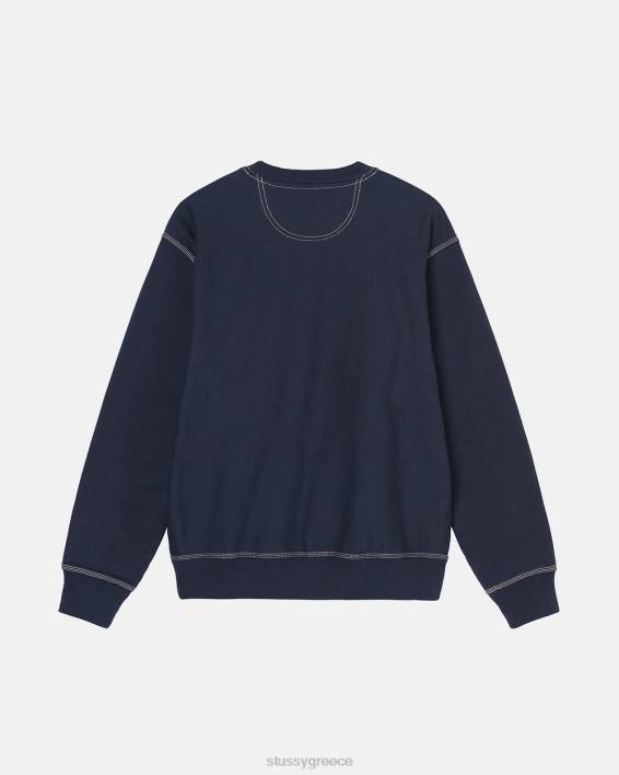 STUSSY χαλαρή προσαρμογή ναυτικού fleece crewneck ετικέτα αντοχής