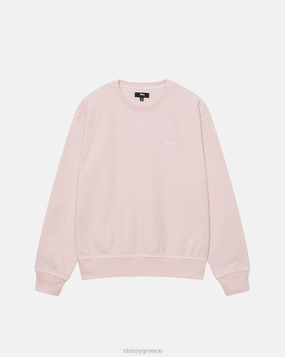 STUSSY χαλαρή ροζ φλις crewneck μοναδικό αποτέλεσμα βαμμένο