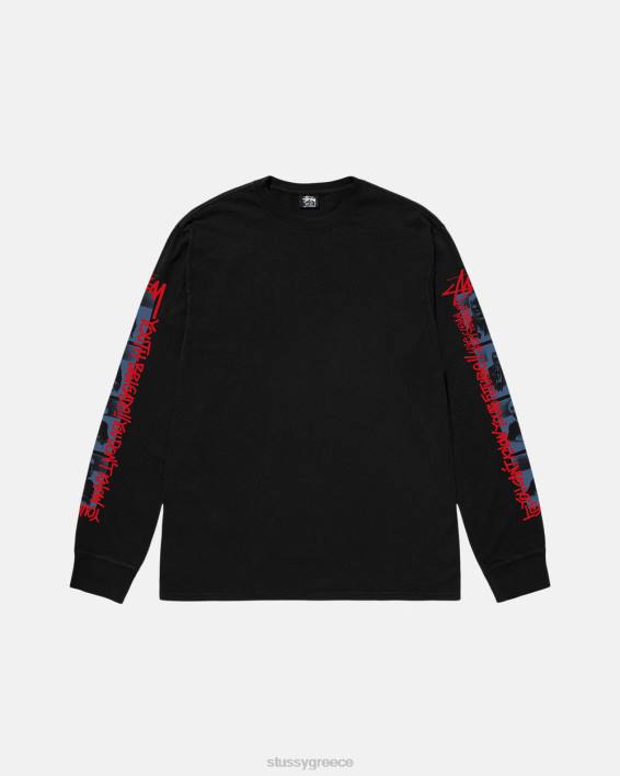 STUSSY μαύρο βαμμένο longsleeve tee μοναδικό αποτέλεσμα και στυλ