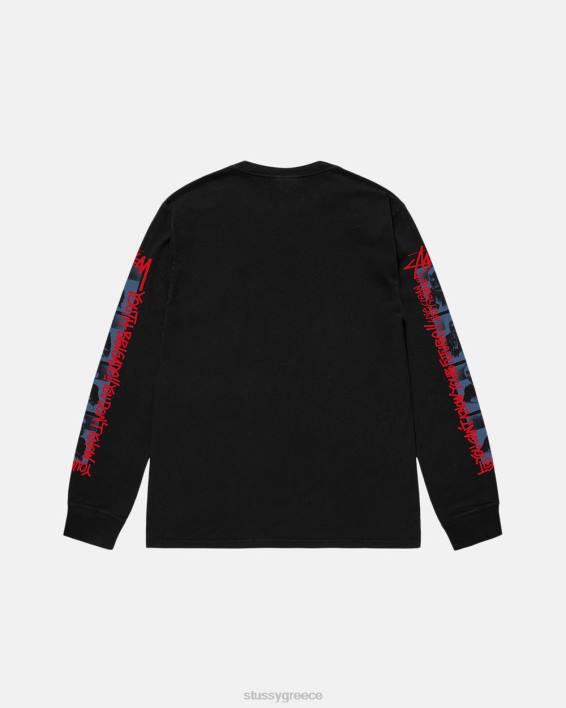 STUSSY μαύρο βαμμένο longsleeve tee μοναδικό αποτέλεσμα και στυλ