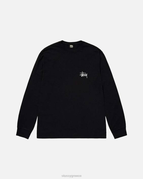 STUSSY μαύρο μακρυμάνικο μπλουζάκι crewneck βασικό σχέδιο