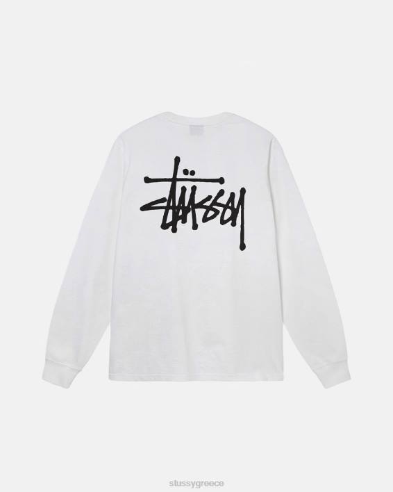 STUSSY λευκό μακρυμάνικο t-shirt crewneck για καθημερινή χρήση