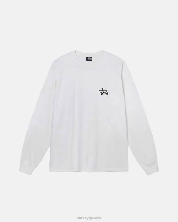 STUSSY λευκό μακρυμάνικο t-shirt crewneck για καθημερινή χρήση