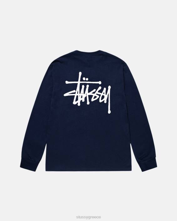 STUSSY ναυτικό μακρυμάνικο μπλουζάκι με λαιμόκοψη crewneck