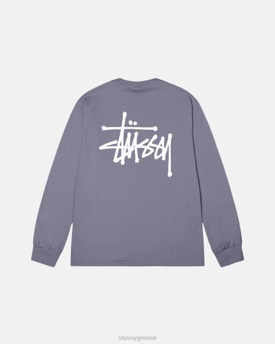 STUSSY μωβ μακρυμάνικο μπλουζάκι crewneck για καθημερινή χρήση