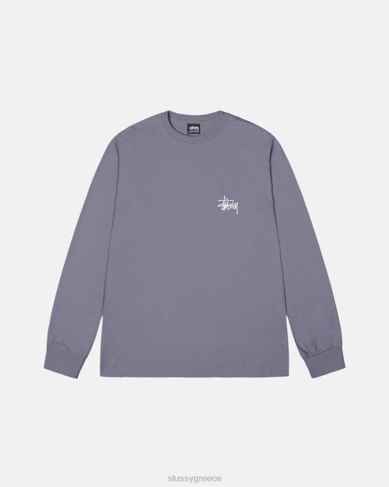 STUSSY μωβ μακρυμάνικο μπλουζάκι crewneck για καθημερινή χρήση