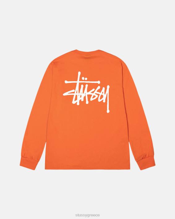 STUSSY κοράλλι μακρυμάνικο μπλουζάκι crewneck βασικό σχέδιο