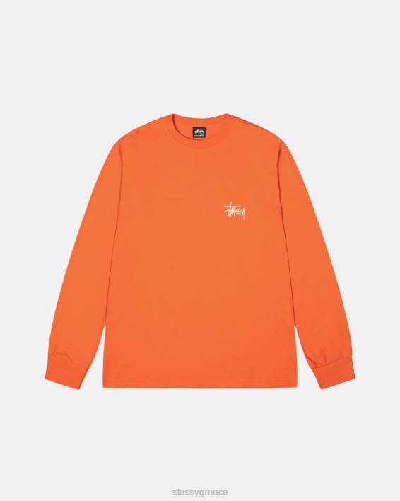 STUSSY κοράλλι μακρυμάνικο μπλουζάκι crewneck βασικό σχέδιο