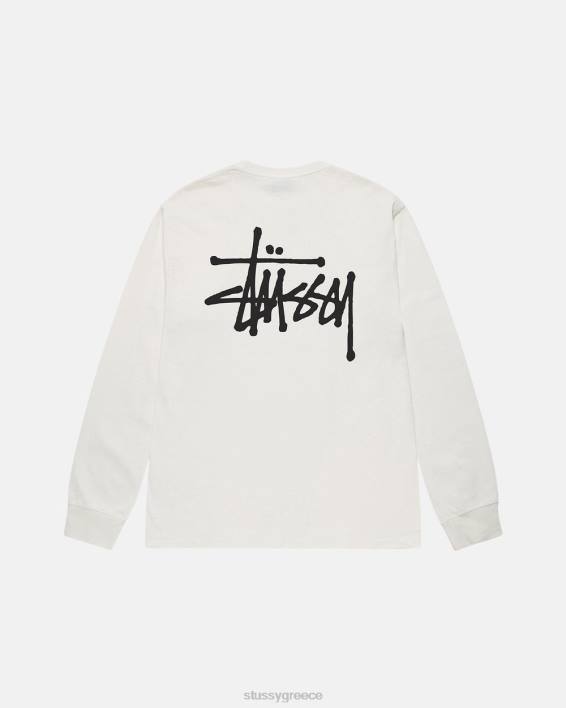 STUSSY φυσικός βαμμένο μακρυμάνικο crewneck t-shirt μοναδικό αποτέλεσμα