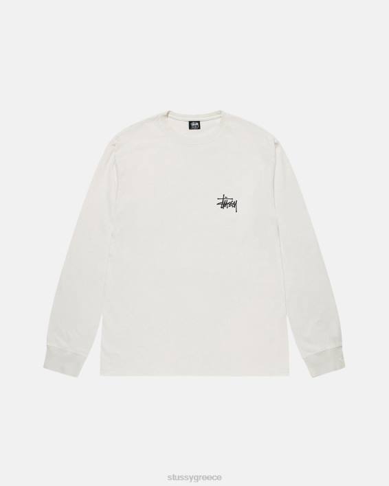 STUSSY φυσικός βαμμένο μακρυμάνικο crewneck t-shirt μοναδικό αποτέλεσμα