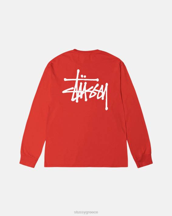 STUSSY ντομάτα βαμμένο μακρυμάνικο μπλουζάκι crewneck